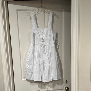Staud White Lace-Up Dress
